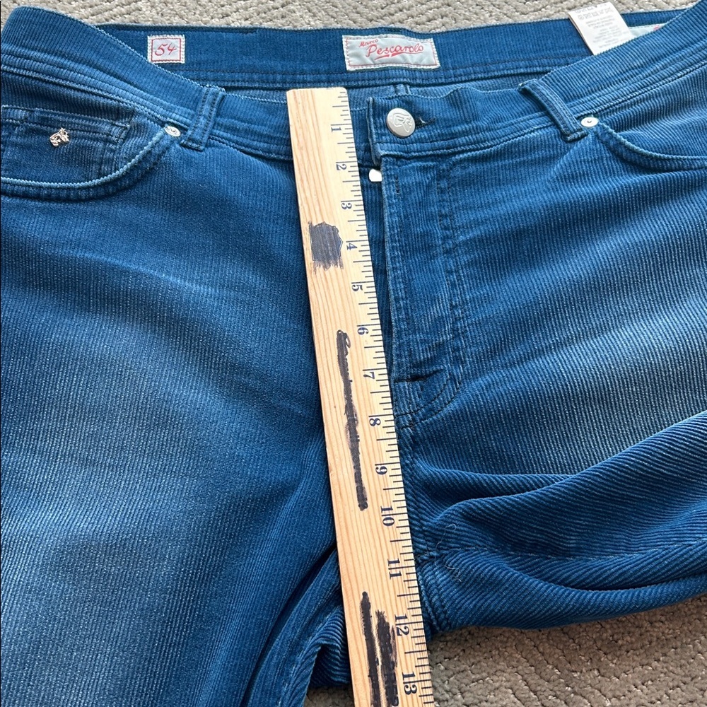 Marco Pescarolo Blue Corduroy Pants Made in Italy Cotton Stretch Size 54 US 38 - Picture 9 of 11